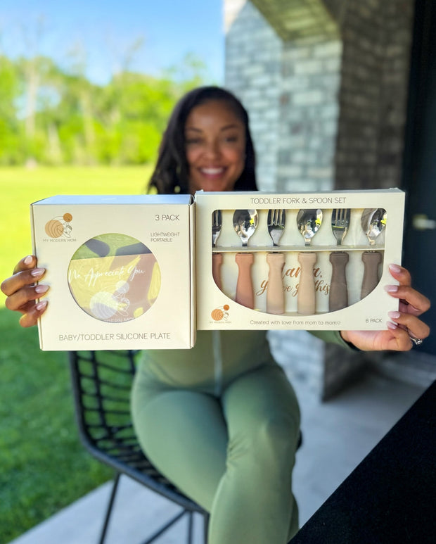 Limited Birthday Special – Mealtime Bundle (3 Plates with Lids + 6 Matching Utensils) + A Free Gift!